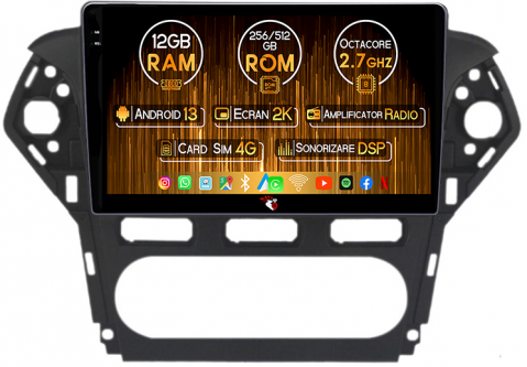 Mondeo 2010-2014 - Navigatie dedicata Ford Mondeo 2010-2014, 12GB RAM 256GB ROM, Android 13, Rezolutie 2K, Display QLED, 10", DSP, Carplay, Android Auto, Internet, Youtube, Waze, Wi Fi, USB