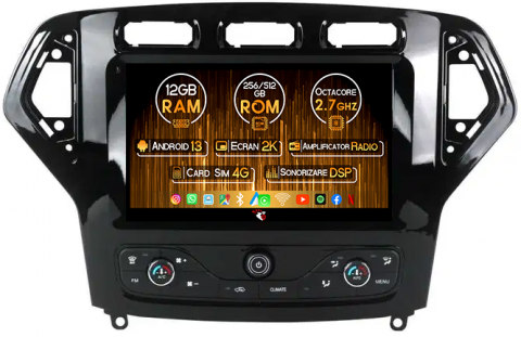 Ford Mondeo 2006-2010 - Navigatie dedicata Ford Mondeo 2010-2014, 12GB RAM 256GB ROM, Android 13, Rezolutie 2K, Display QLED, 9", DSP, Carplay, Android Auto, Internet, Youtube, Waze, Wi Fi, USB