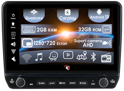 Fiat 500L 2012-2017 - Navigatie dedicata Fiat 500L 2012-2017 cu butoane rotative model 2024, 9 Inch, 2GB RAM 32GB ROM, Quadcore, Android 13, WiFi, Bluetooth, Magazin Play