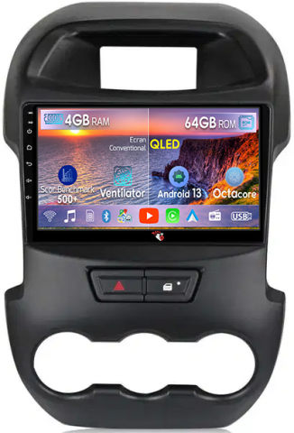 Ranger 2011-2016 - Navigatie dedicata Ford Ranger 2011-2016, 4GB RAM 64GB ROM, Octacore, Android 13, Display QLED 9", DSP, Carplay, Android Auto, Internet, Youtube, Waze, WIFI, Bluetooth