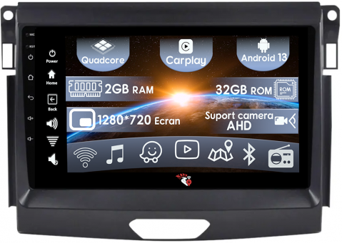 Ranger 2015-2020 - (Resigilata) Navigatie dedicata Ford Ranger 2015-2020, 2GB RAM 32GB ROM, Quad Core, Display 9" IPS Full HD, Carplay, Android 13, Bluetooth, Magazin Play, Suport camere AHD