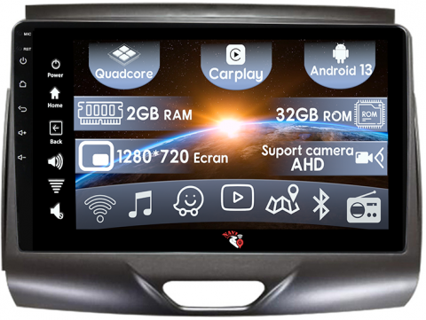 Ranger 2015-2020 - (Resigilata) Navigatie dedicata Ford Ranger 2015-2020, 2GB RAM 32GB ROM, Quad Core, Display 9" IPS Full HD, Carplay, Android 13, Bluetooth, Magazin Play, Suport camere AHD