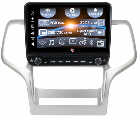 Navigatii Dedicate - Navigatie dedicata Grand Cherokee 2010-2013 cu butoane rotative model 2024, 9 Inch, 2GB RAM 32GB ROM, Quadcore, Android 13, WiFi, Bluetooth, Magazin Play
