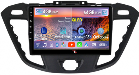 Transit 2013-2018 - Navigatie dedicata Ford Transit 2013-2018, 4GB RAM 64GB ROM, Octacore, Android 13, Display QLED 9", DSP, Carplay, Android Auto, Internet, Youtube, Waze, WIFI, Bluetooth