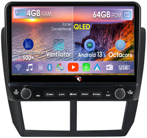 Forester 3 2007-2013 - Navigatie dedicata Forester 3 2007-2013 cu butoane rotative model 2024, 4 GB RAM 64 ROM, Quadcore, Android 13, Display QLED, 9", DSP, Carplay, Android Auto, Internet, Youtube , Waze ,
