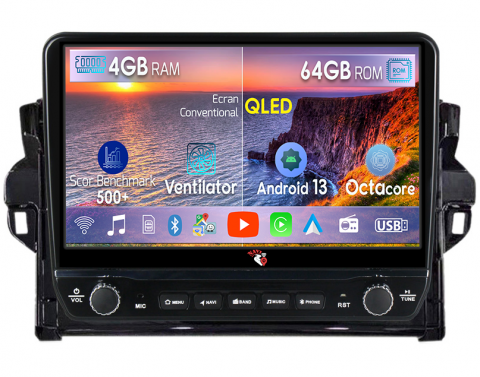 Fortuner 2015-2020 - Navigatie dedicata Fortuner 2015-2020 cu butoane rotative model 2024, 4GB RAM 64GB ROM, Quadcore, Android 13, Display QLED 9", DSP, Carplay, Android Auto, Internet, Youtube, Waze, WIF