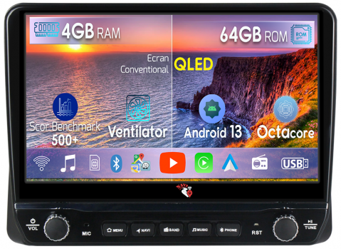 CHRYSLER - Navigatie dedicata Grand Voyager 2011-2015 cu butoane rotative model 2024, 4 GB RAM 64 ROM, Quadcore, Android 13, Display QLED, 9", DSP, Carplay, Android Auto, Internet, Youtube , Waze , WI-FI