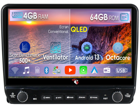 Highlander Kluger 2022 - Navigatie dedicata Highlander Kluger 2022 cu butoane rotative model 2024, 4GB RAM 64GB ROM, Quadcore, Android 13, Display QLED 9", DSP, Carplay, Android Auto, Internet, Youtube, Waze,