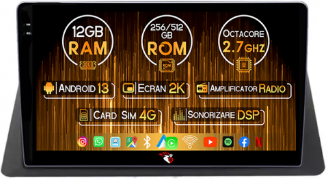Honda - Navigatie dedicata Honda Accord 8th 2008-2013, 12GB RAM 256GB ROM, Android 13, Rezolutie 2K, Display QLED, 9", DSP, Carplay, Android Auto, Internet, Youtube, Waze, Wi Fi, USB