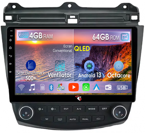 Honda - Navigatie dedicata HONDA ACCORD VII 2003 – 2008, 4GB RAM 64GB ROM, Octacore, Android 13, Display QLED 9", DSP, Carplay, Android Auto, Internet, Youtube, Waze, WIFI, Bluetooth