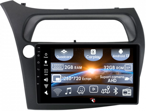 Honda - (Resigilata) Navigatie dedicata Honda Civic 2005-2011, 2GB RAM 32GB ROM, Quad Core, Display 9" IPS Full HD, Carplay, Android 13, Bluetooth, Magazin Play, Suport camere AHD