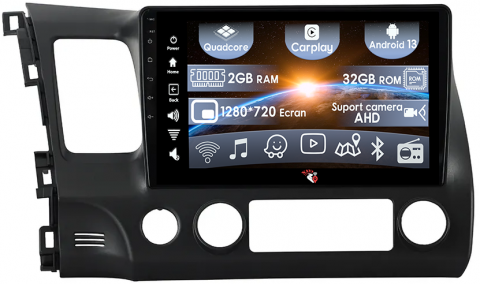 Honda - (Resigilata) Navigatie dedicata Honda Civic 2006-2011, 2GB RAM 32GB ROM, Quad Core, Display 10.2" IPS Full HD, Carplay, Android 13, Bluetooth, Magazin Play, Suport camere AHD