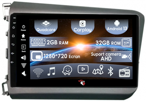 Honda - (Resigilata) Navigatie dedicata Honda Civic ( 2011 - 2015 ), 2GB RAM 32GB ROM, Quad Core, Display 9" IPS Full HD, Carplay, Android 13, Bluetooth, Magazin Play, Suport camere AHD