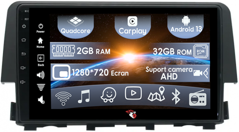 Honda - (Resigilata) Navigatie dedicata Honda Civic ( 2016 - 2020 ), 2GB RAM 32GB ROM, Quad Core, Display 9" IPS Full HD, Carplay, Android 13, Bluetooth, Magazin Play, Suport camere AHD