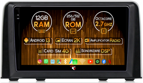 Honda - Navigatie dedicata Honda CR-V 2016-2018, 12GB RAM 256GB ROM, Android 13, Rezolutie 2K, Display QLED, 9", DSP, Carplay, Android Auto, Internet, Youtube, Waze, Wi Fi, USB