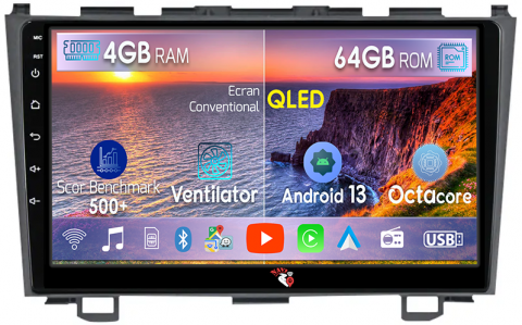 Honda - Navigatie dedicata Honda CRV 2006-2012, 4GB RAM 64GB ROM, Octacore, Android 13, Display QLED 9", DSP, Carplay, Android Auto, Internet, Youtube, Waze, WIFI, Bluetooth