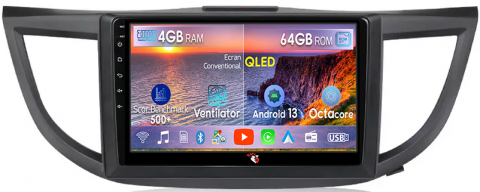Honda - Navigatie dedicata Honda CRV 2012-2017, 4GB RAM 64GB ROM, Octacore, Android 13, Display QLED 10.1", DSP, Carplay, Android Auto, Internet, Youtube, Waze, WIFI, Bluetooth