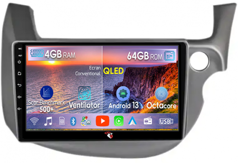 Honda - Navigatie dedicata Honda Fit/Jazz 2008-2013, 4GB RAM 64GB ROM, Octacore, Android 13, Display QLED 10", DSP, Carplay, Android Auto, Internet, Youtube, Waze, WIFI, Bluetooth