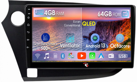 Insight 2009 - 2014 - Navigatie dedicata Honda Insight 2009-2014, 4GB RAM 64GB ROM, Octacore, Android 13, Display QLED 9", DSP, Carplay, Android Auto, Internet, Youtube, Waze, WIFI, Bluetooth
