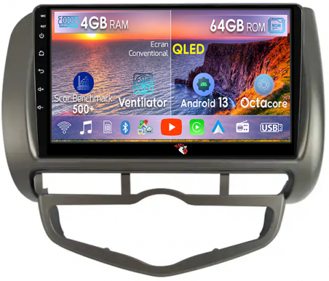 Honda - Navigatie dedicata Honda Jazz/City 2006, 4GB RAM 64GB ROM, Octacore, Android 13, Display QLED 9", DSP, Carplay, Android Auto, Internet, Youtube, Waze, WIFI, Bluetooth