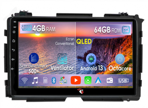Vezel - Navigatie dedicata Honda Vezel 2014/HR-V/XR-V, 4GB RAM 64GB ROM, Octacore, Android 13, Display QLED 9", DSP, Carplay, Android Auto, Internet, Youtube, Waze, WIFI, Bluetooth