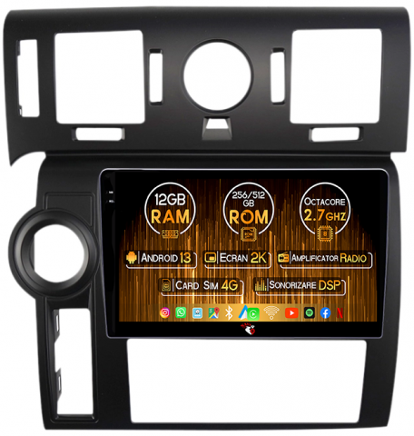 Hummer - Navigatie dedicata Hummer H2 2007 - 2009, 12GB RAM 256GB ROM, Android 13, Rezolutie 2K, Display QLED, 9", DSP, Carplay, Android Auto, Internet, Youtube, Waze, Wi Fi, USB