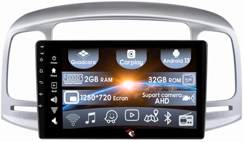 ACCENT 2006-2011 - (Resigilata) Navigatie dedicata Hyundai Accent 2006-2011, 2GB RAM 32GB ROM, Quad Core, Display 9" IPS Full HD, Carplay, Android 13, Bluetooth, Magazin Play, Suport camere AHD