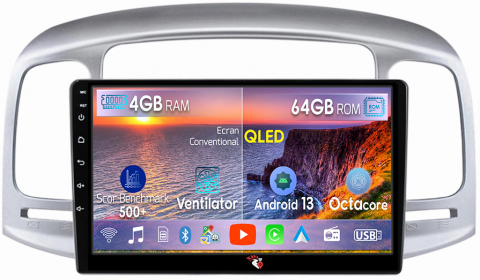 Hyundai - Navigatie dedicata Hyundai Accent 2006-2012, C-Accent, 4GB RAM 64GB ROM, Octacore, Android 13, Display QLED 9", DSP, Carplay, Android Auto, Internet, Youtube, Waze, WIFI, Bluetooth
