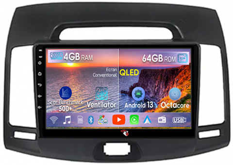Elantra 2006-2011 - Navigatie dedicata Hyundai Elantra 2006-2011, 4GB RAM 64GB ROM, Octacore, Android 13, Display QLED 9", DSP, Carplay, Android Auto, Internet, Youtube, Waze, WIFI, Bluetooth