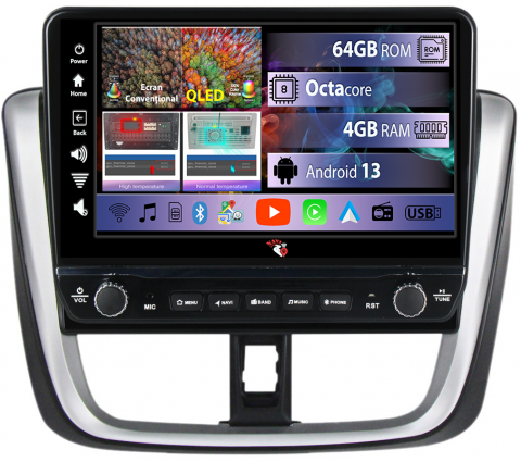 Vios 2016-2018 - Navigatie dedicata Vios 2016-2018 cu butoane rotative model 2024, 10 Inch,4GB RAM 64GB ROM, Quadcore, Android 13, WiFi, Bluetooth, Magazin Play
