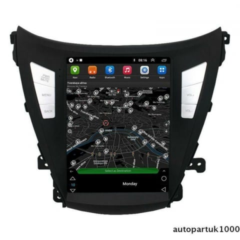 Hyundai - Navigatie dedicata Hyundai Elantra 2014-2016, Tesla Style, 8GB RAM 128GB ROM, Octacore, Android 14, Display QLED 9.7”, Suporta camera 360º, DSP, Carplay&Android Auto, SIM 4G, Ventilator Activ