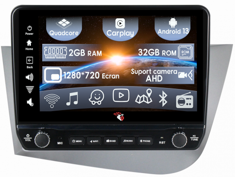 Seat - Navigatie dedicata Leon 2005-2012 cu butoane rotative model 2024, 9 Inch, 2GB RAM 32GB ROM, Quadcore, Android 13, WiFi, Bluetooth, Magazin Play