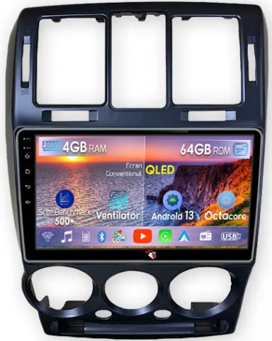 Hyundai - Navigatie dedicata Hyundai Getz 2002-2011, 4GB RAM 64GB ROM, Octacore, Android 13, Display QLED 9", DSP, Carplay, Android Auto, Internet, Youtube, Waze, WIFI, Bluetooth