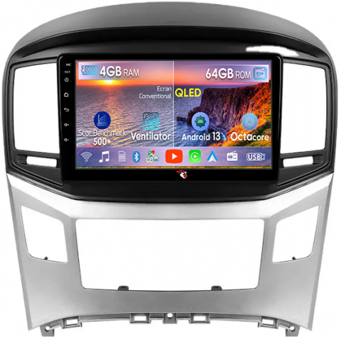 Hyundai - Navigatie dedicata Hyundai H1 2017-2018, 4GB RAM 64GB ROM, Octacore, Android 13, Display QLED 9", DSP, Carplay, Android Auto, Internet, Youtube, Waze, WIFI, Bluetooth