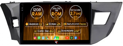 Toyota - Navigatie dedicata Toyota Levin 2014, 12GB RAM 256GB ROM, Android 13, Rezolutie 2K, Display QLED, 10", DSP, Carplay, Android Auto, Internet, Youtube, Waze, Wi Fi, USB