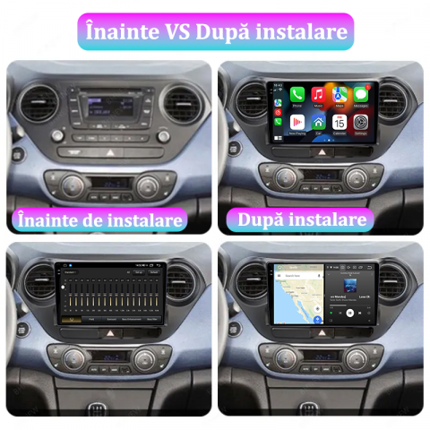 Navigatie dedicata Hyundai I10, 12GB RAM 256GB ROM, Android 13, Rezolutie 2K, Display QLED, 9", DSP, Carplay, Android Auto, Internet, Youtube, Waze, Wi Fi, USB [4]