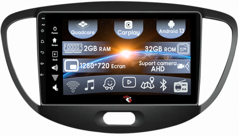 Navigatii 2GB RAM - (Resigilata) Navigatie dedicata Hyundai i10 2007-2013, 2GB RAM 32GB ROM, Quad Core, Display 9" IPS Full HD, Carplay, Android 13, Bluetooth, Magazin Play, Suport camere AHD