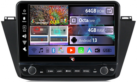 VW Tiguan 2017-2019 - Navigatie dedicata Tiguan 2017-2019 cu butoane rotative model 2024, 4 GB RAM 64 ROM, Quadcore, Android 13, Display QLED, 10", DSP, Carplay, Android Auto, Internet, Youtube , Waze , WI-FI