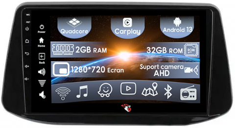 I30 2018 - (Resigilata) Navigatie dedicata HYUNDAI I30 2018, 2GB RAM 32GB ROM, Quad Core, Display 9" IPS Full HD, Carplay, Android 13, Bluetooth, Magazin Play, Suport camere AHD