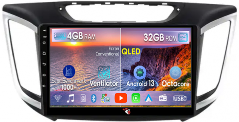 Hyundai - Navigatie dedicata Hyundai IX25 2015-2019, 4 GB RAM 32 ROM, Android 13, Display QLED 1K, 10", DSP, Carplay, Android Auto, Internet, Youtube , Waze , WI-FI , USB , Bluetooth