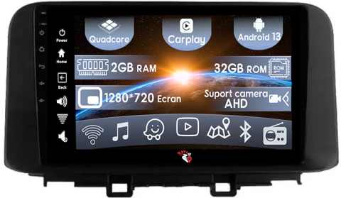 Kona 2018-2020 - (Resigilata) Navigatie dedicata Hyundai Kona 2018-2020, 2GB RAM 32GB ROM, Quad Core, Display 10" IPS Full HD, Carplay, Android 13, Bluetooth, Magazin Play, Suport camere AHD