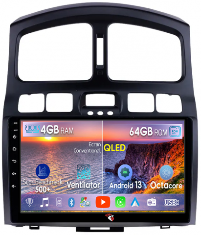Santa Fe 1 2000-2006 - Navigatie dedicata Hyundai Santa Fe 2000-2012, 4GB RAM 64GB ROM, Octacore, Android 13, Display QLED 9", DSP, Carplay, Android Auto, Internet, Youtube, Waze, WIFI, Bluetooth