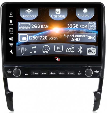 Porsche - Navigatie dedicata Cayenne 2002-2010 cu butoane rotative model 2024, 9 Inch, 2GB RAM 32GB ROM, Quadcore, Android 13, WiFi, Bluetooth, Magazin Play