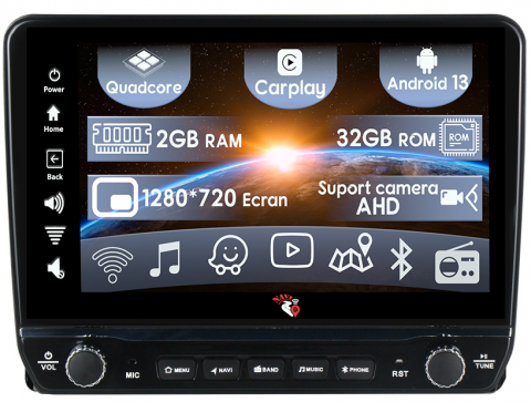 Highlander Kluger 2022 - Navigatie dedicata Highlander Kluger 2022 cu butoane rotative model 2024, 9 Inch, 2GB RAM 32GB ROM, Quadcore, Android 13, WiFi, Bluetooth, Magazin Play