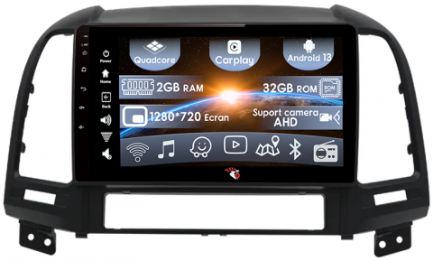 Hyundai - (Resigilata) Navigatie dedicata Hyundai Santa Fe 2005-2012, 2GB RAM 32GB ROM, Quad Core, Display 9" IPS Full HD, Carplay, Android 13, Bluetooth, Magazin Play, Suport camere AHD
