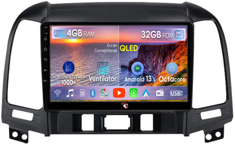 Santa Fe 2006-2012 - Navigatie dedicata Hyundai Santa Fe 2006-2012, 4 GB RAM 32 ROM, Android 13, Display QLED 1K, 9", DSP, Carplay, Android Auto, Internet, Youtube , Waze , WI-FI , USB , Bluetooth