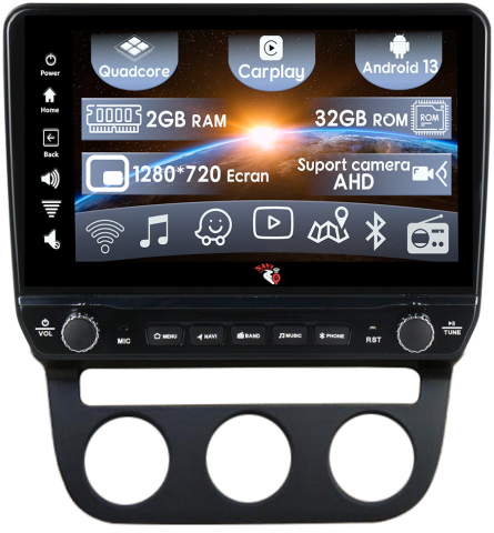 Jetta 5 2005-2010 - Navigatie dedicata Jetta 5 2005-2010 cu butoane rotative model 2024, 9 Inch, 2GB RAM 32GB ROM, Quadcore, Android 13, WiFi, Bluetooth, Magazin Play