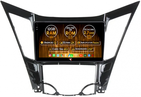 Sonata 2009-2014 - Navigatie dedicata Hyundai Sonata 2009-2014, 12GB RAM 256GB ROM, Android 13, Rezolutie 2K, Display QLED, 9", DSP, Carplay, Android Auto, Internet, Youtube, Waze, Wi Fi, USB