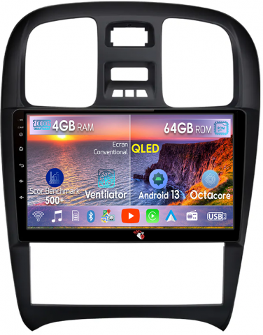 Sonata Fe 2004-2012 - Navigatie dedicata Hyundai Sonata Fe 2004-2012, 4GB RAM 64GB ROM, Octacore, Android 13, Display QLED 9", DSP, Carplay, Android Auto, Internet, Youtube, Waze, WIFI, Bluetooth