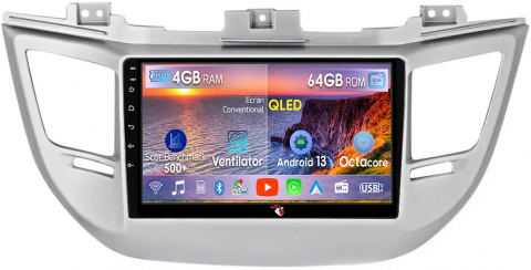 Hyundai - Navigatie dedicata Hyundai Tucson 2014-2018, 4GB RAM 64GB ROM, Octacore, Android 13, Display QLED 9", DSP, Carplay, Android Auto, Internet, Youtube, Waze, WIFI, Bluetooth